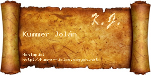 Kummer Jolán névjegykártya